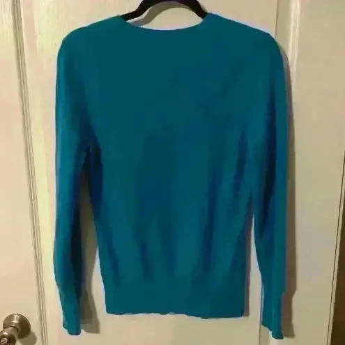 Apt. 9  Woman’s Blue 100% cashmere v-neck‎ pullover sweater size L