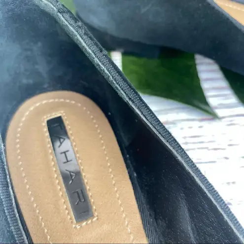 Tahari Flats Esther Suede Grommet Detail Pointed Toe Black 7.5