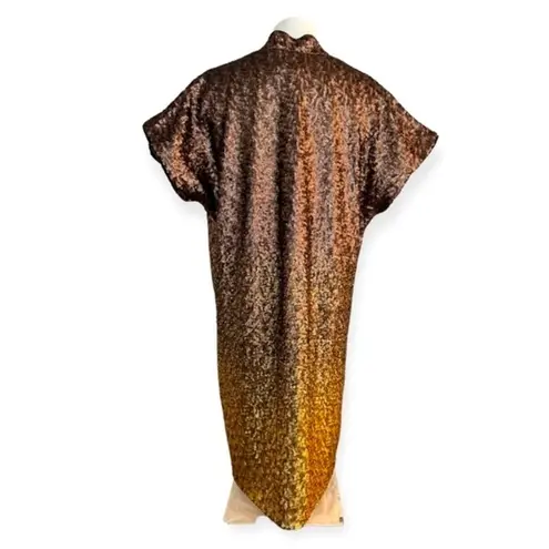 Johnny Was Ombre Gold Sequin Alma V-Neck Dress Size L NEW