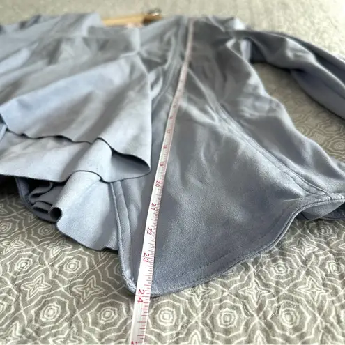 Hutch Anthropologie Draped Faux Suede Open Jacket Blazer Blue Gray Size S