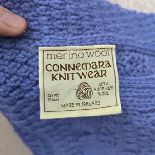 Connemara Knitwear Merino Wool Cable Knit Scarf Periwinkle Blue Made in Ireland