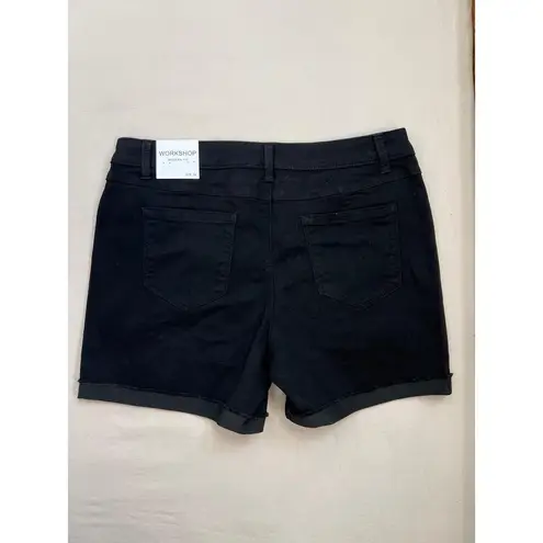 Workshop Republic Clothing WORKSHOP Republic Jean Shorts Size 14 Black Modern Fit Cuffed Hem Casual Stretch