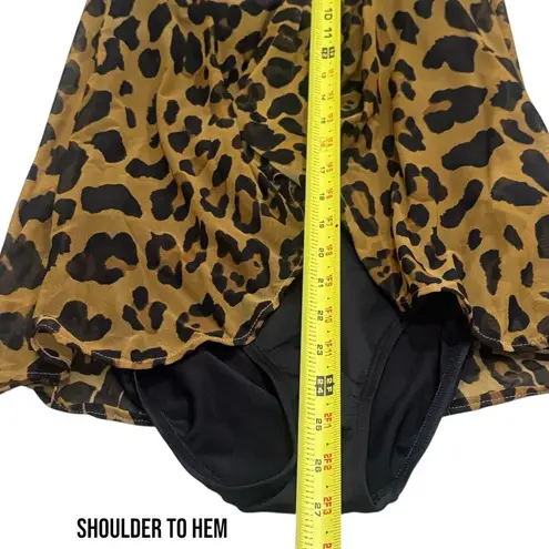 Lauren Ralph Lauren Leopard Print Halter Swim Dress Summer Resort Beach Size 8 Black