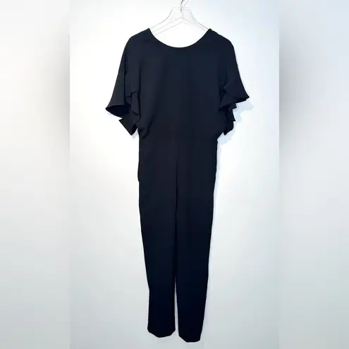 IRO Singles Scoopneck Flutter Sleeve Deep V Back Black Jumpsuit Pants Sz 40 NWT
