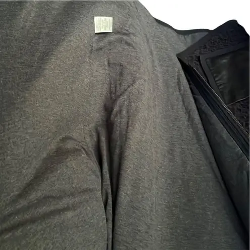 Rebecca Taylor EUC Fleece / Leather Zip Front Hoodie Jacket Black Size Small