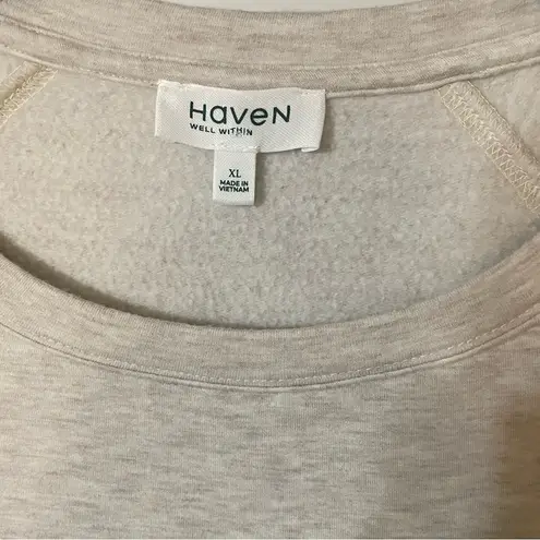 Haven Well Within Tie Waist Crew Neck Beige Size XL Soft Comfy Neutral Staple Tan