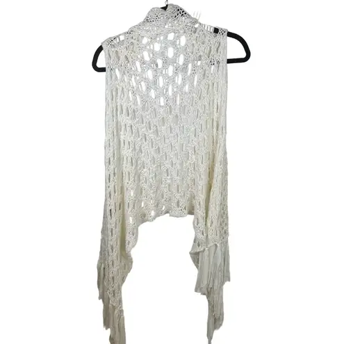 BCBGMAXAZRIA  Crochet White Womens Vest Open Front Shawl Cardighan NWT M