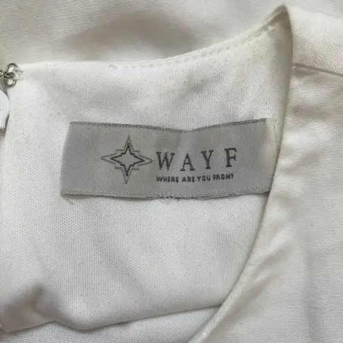 WAYF Puff Sleeve Cutout Ruffle Mini Dress Womens Small* White Fit & Flare Bridal