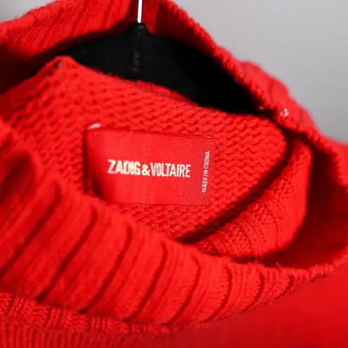 Zadig & Voltaire Alma Rock' N' Roll Graphic Wool Knit Mock Neck Pullover Sweater