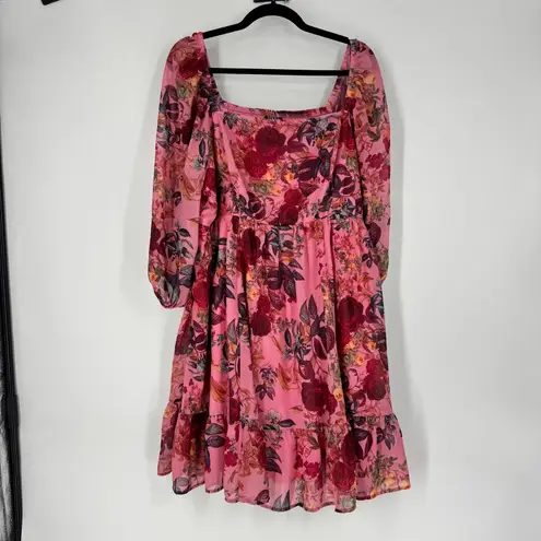 Torrid  Chiffon Tiered Mini Dress in Alexis floral pink