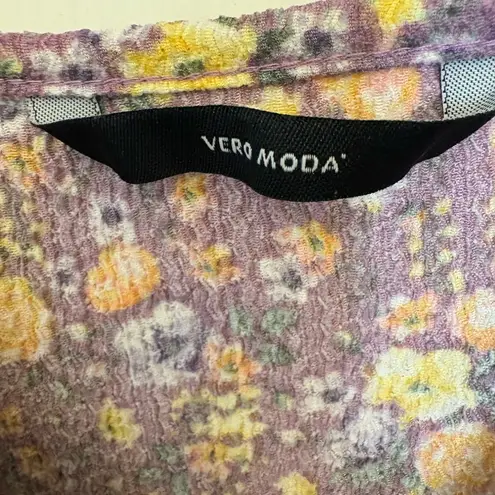 VERO MODA Y2K Floral Crinkle Slip Mini Dress Cottagecore Coquette | Jrs XL / S