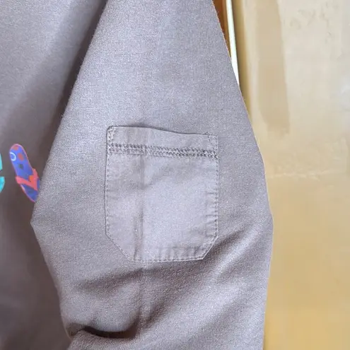 Fresh Produce Brown Flip Flips Long Sleeve Sweatshirt w/ Sleeve Pckt Size Medium