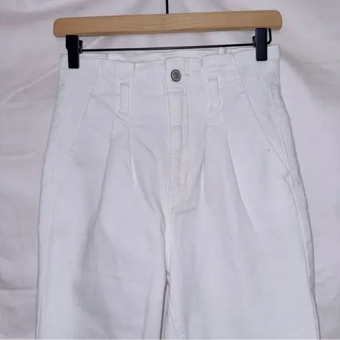 Eunina White Wash Denim Tobi Super High Rise Ankle Crop Paperbag Mom Jean size 1