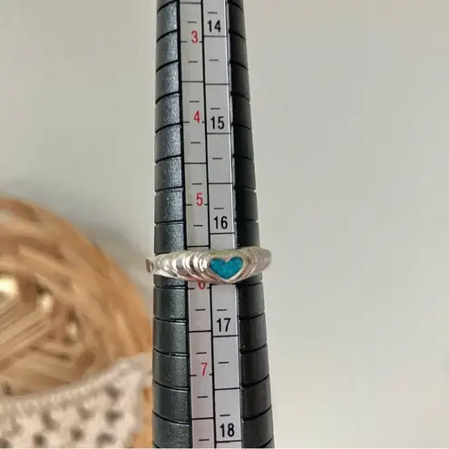 Crushed Turquoise Heart ‘89 Silver Ring Vintage “Jolene” Minimal Western Blue Jewelry