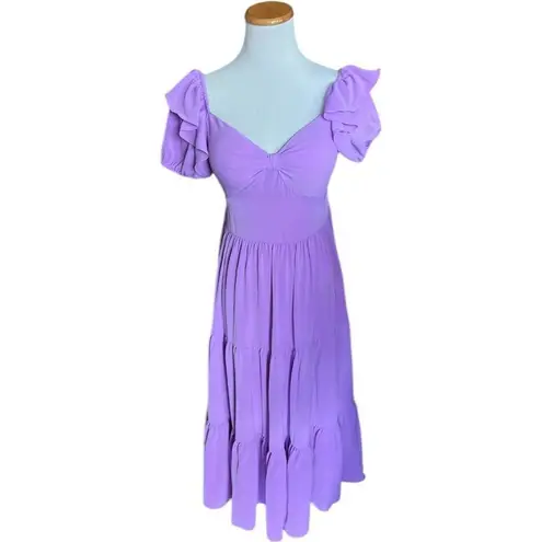 NWT Womens New Fashion Lilac Stunning Tiered Tie Back Midi Dress