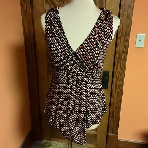 Vtg Y2K geometric plunging sexy tank top