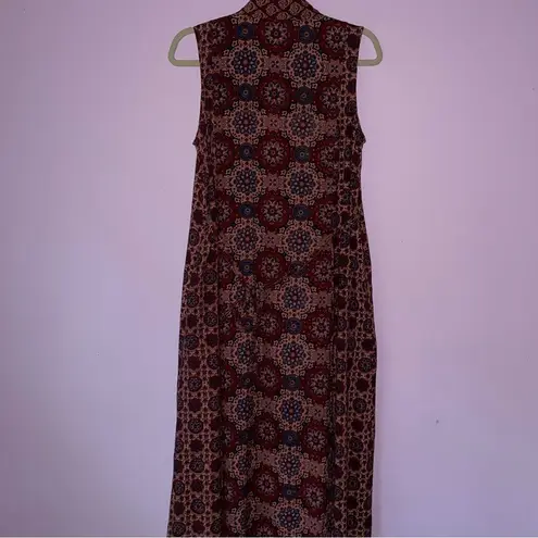 April Cornell Size S Boho Maxi Dress Red Sleeveless Vacation Dark Cottage