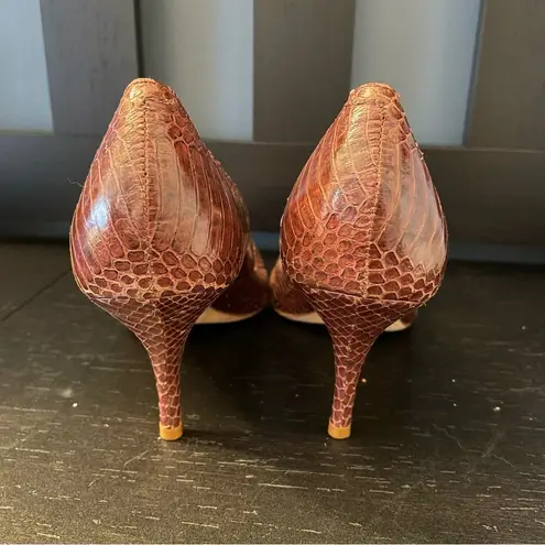 Loeffler Randall Brown Red Snakeskin Pointed Toe 3 Inch Heels Women’s Size 9.5