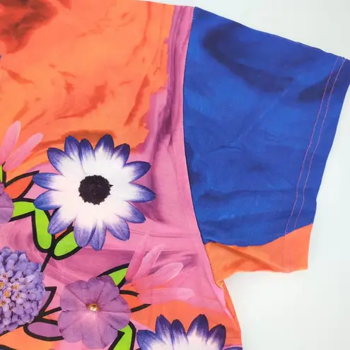 Desigual Luca Floral Mandala Unisex Orange Pink Purple Blue T-Shirt NWT- Size U