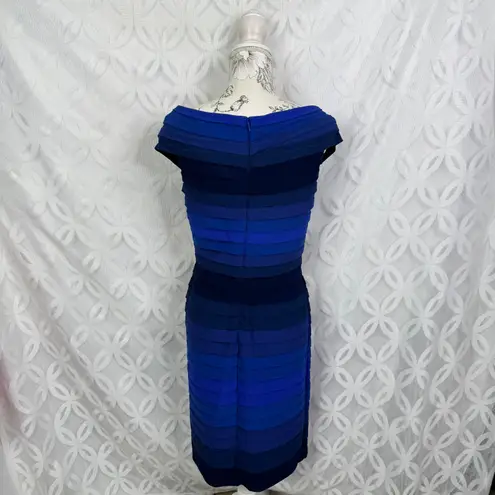 Tadashi Shoji Blue Ombre Bandage Pleated Dress Size M