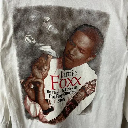 Ray Charles Story Jamie Foxx White Extra Small XS Graphic Tee Vintage Y2K Movie