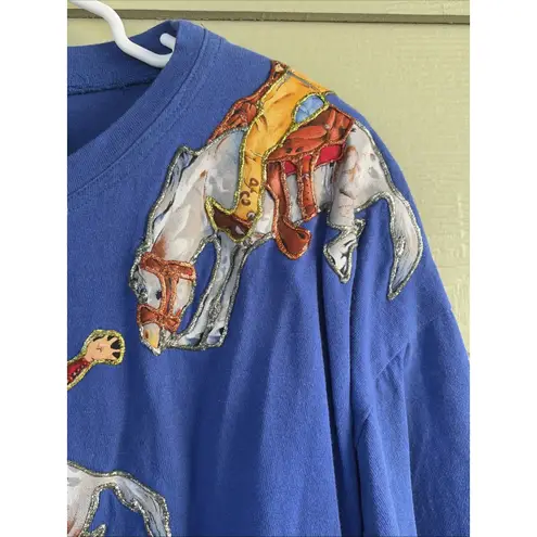 Vintage VTG Emmanuel California USA Blue 100% Cotton Rodeo Western Tshirt OSFA Size undefined