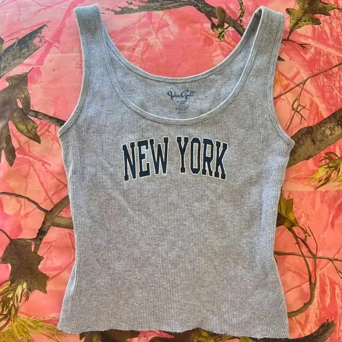 John Galt new york grey ribbed tank top