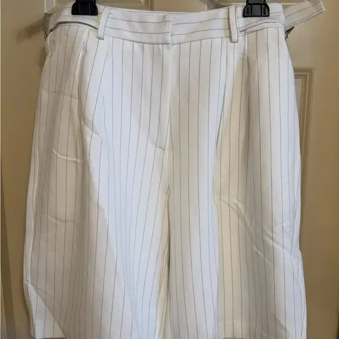 Sophisticated White Pinstripe Belted Vest and Shorts Size M