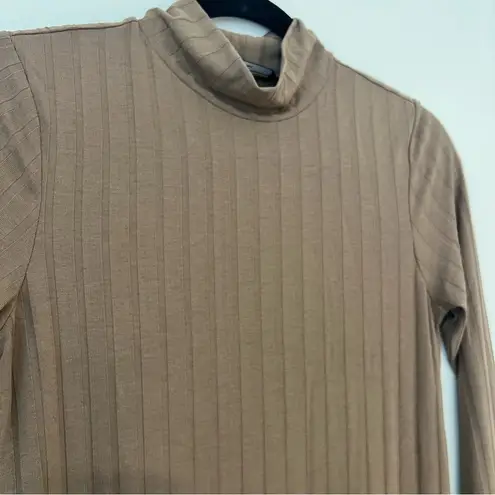 VERO MODA ribbed long sleeve midi dress in brown