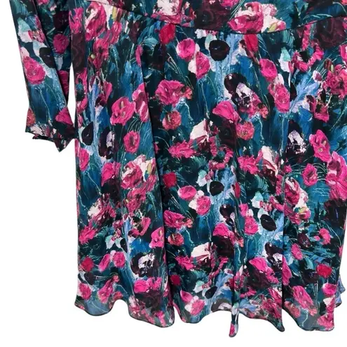 Haute Hippie Floral Print Silk Henley Shirt Dress S