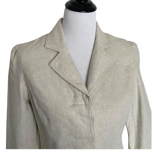 Isaac Mizrahi Shimmery Glitter Jacket Size 6 Linen Blend Career Casual Button Up