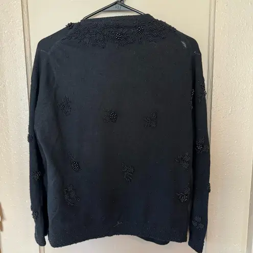 VTG Beaded Cardigan Womens PL Elegant Lambs Will & Angora Black