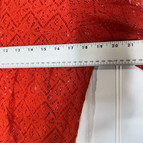 Rebecca Malone Orange Lace Cardigan Top M Cottagecore Boho Semi Sheer Coastal