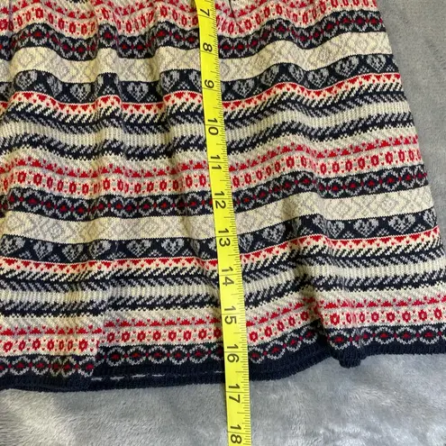 Knitted crochet pleated flare sweater holiday Christmas ski preppy striped skirt Blue Size M