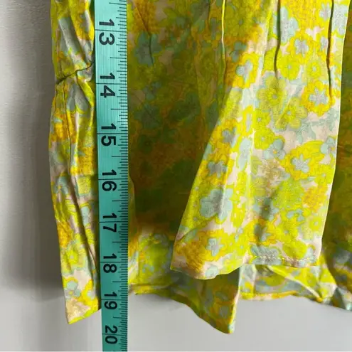 Abound NWT  Micro Floral Swing Casual Top Yellow Cap Sleeve Size XS