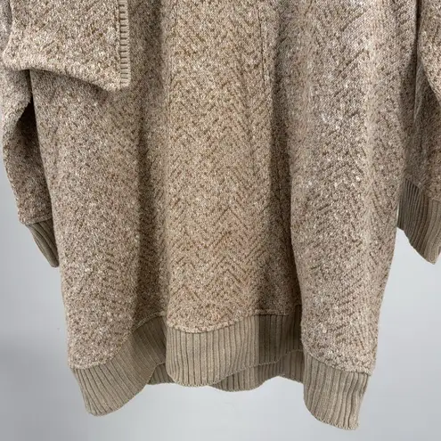 Soft Surroundings Go Lively brown cream Hooded Cardigan L open front wrap around