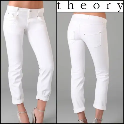 Theyskens Theory White Posy Crop Cuff Skinny Jean Women's Size 30