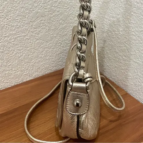 B Makowsky B. MAKOWSKY Metallic Gold Leather Small Chain Crossbody Bag EUC