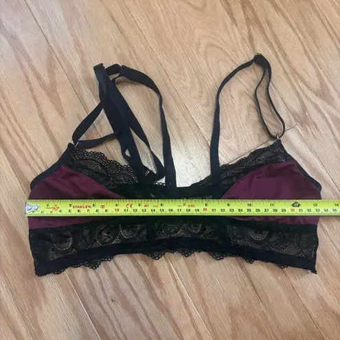 Seven Til Midnight Lingerie Bralette Lace Detail Burgundy/Black Women's One Size Black Size undefined