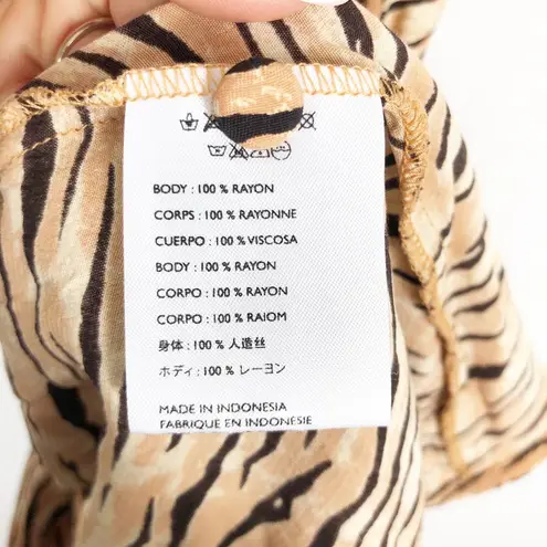 Faithfull the Brand Marie Louise Midi Dress Medium Wyldie Tiger Animal Print