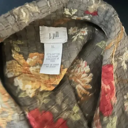 J. JILL Olive FLORAL SHABBY CHIC BLAZER Jacket Size XL Green