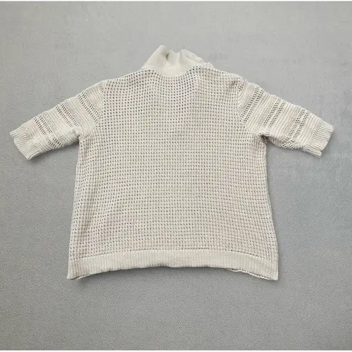 Time And Tru Womens Knit Top Polo Shirt L Beige Short Sleeve Pullover Cream