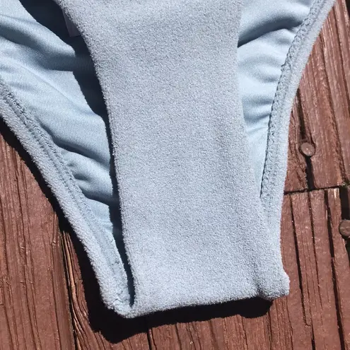 Topshop Baby Blue  Textured Front Knot Bikini Bottoms