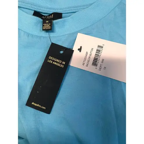 New AFRM Womens 1X Jorja Cropped Top Ruched Cap Sleeves Bachelor Button Blue