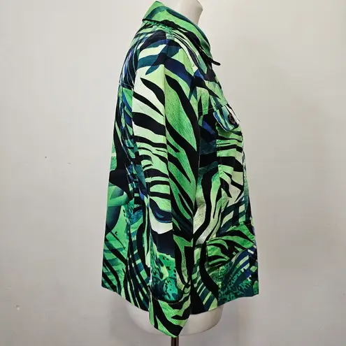 Erin London Green & Black Animal Print ¾ Sleeve Blazer Size Medium
