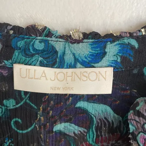 Ulla Johnson Bernadette Floral-Print Blouse Black Iris