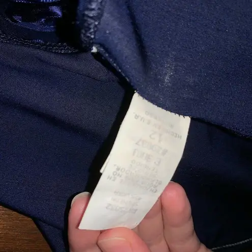 90s dark blue plunge swimsuit