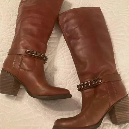 BCBG Brown Heeled Boots with Chain Detail Size 8 thumbnail 1