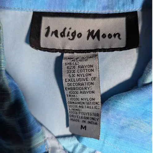 Vtg Y2K Indigo Moon Pastel Blue Lavender Floral Embroidered Patchwork Jacket M Size M