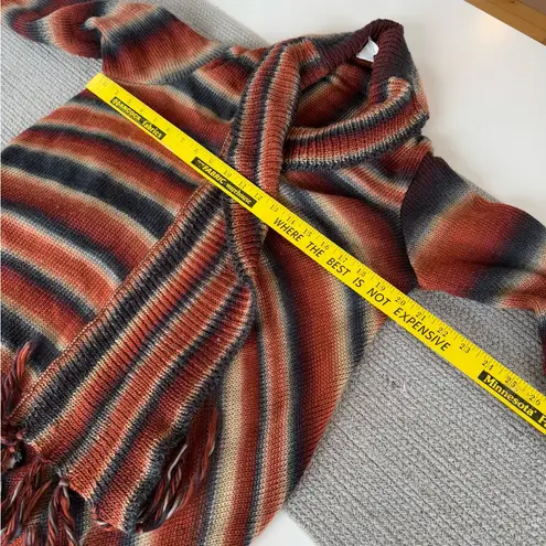 Earthbound  Trading Navy Blue Orange Stripe Fringe Boho Western Cardigan Small